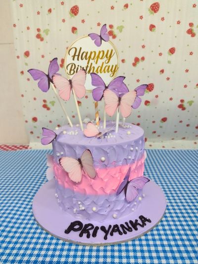 A Pink & Purple Butterfly Cake