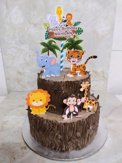 Safari Theme Two Tier Cake