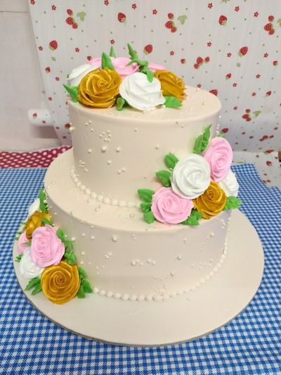 Little Roses 2 Tier Anniversary Cake