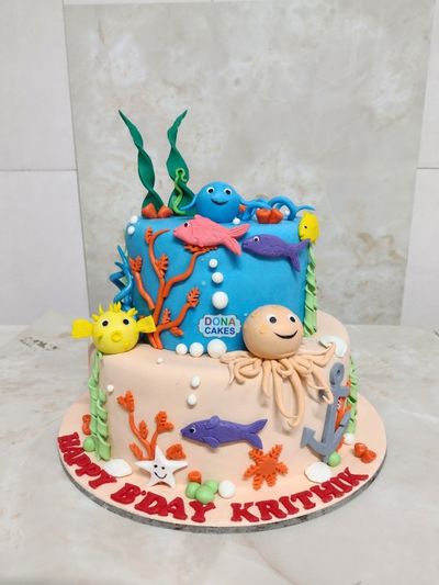 Sea Animals Theme Tier Cake