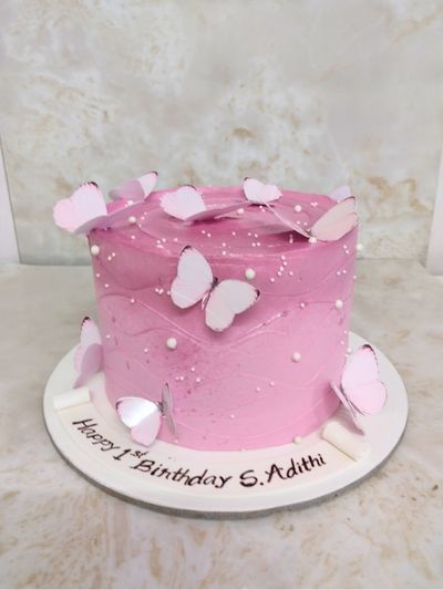 Rosy Butterfly Theme Cake