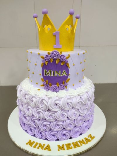 Royal Crown 2 tier First Birthday Cake