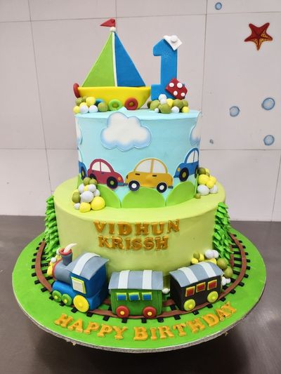 Train Theme 2 Tier Cake