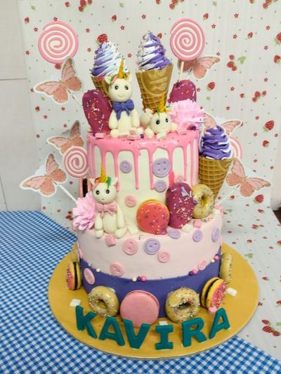 Unicorn Candy 2 Tier Fondant Cake