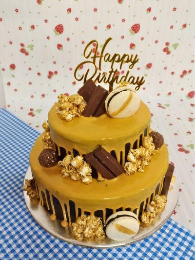 Gold and Black Birthday Cake