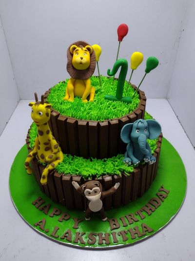 Jungle Theme Kit Kat 2 Tier Cake