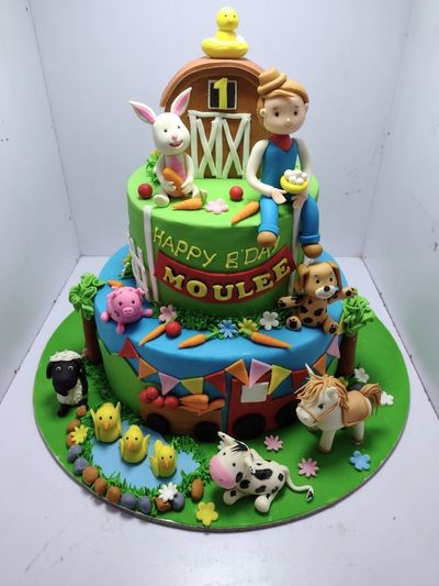 Lovely Animals First Birthday Cake