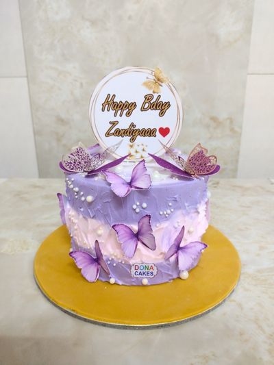 Purple Butterfly Theme Cake