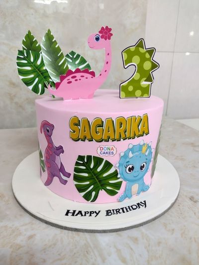 Dino Girl Theme Cake