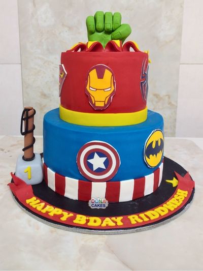 Superhero Avengers 2 Tier  Theme Cake