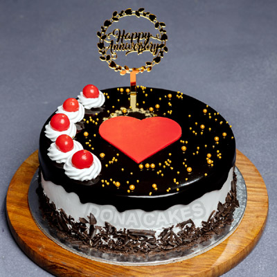Square Black Forest Birthday Cake With Name