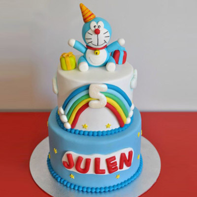 Doraemon Fondant Tier Cake