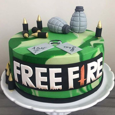 Free Fire Fondant Cake