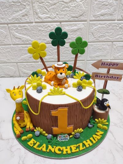 Jungle One Theme Cake