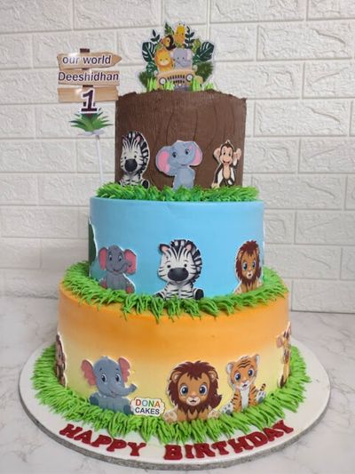 Jungle Theme Three Tier Cake