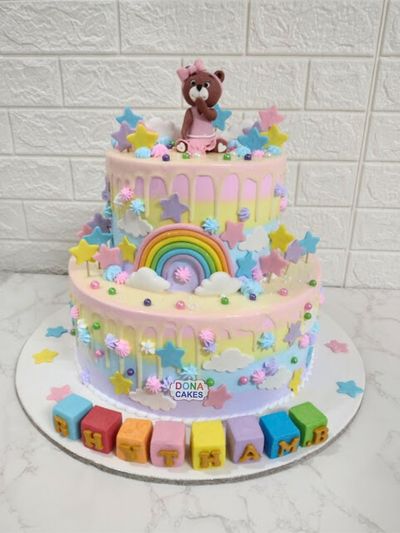 Multicolor Rainbow Teddy Cake