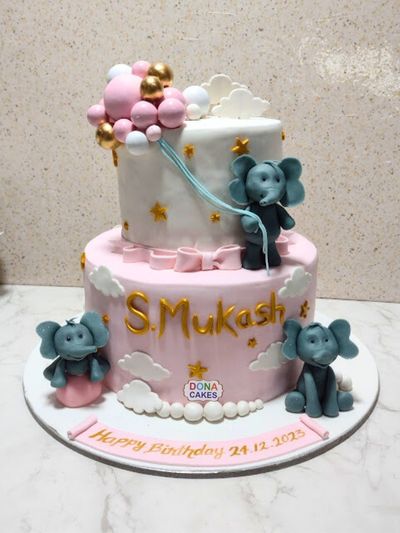 Starry Little  Elephant Theme Cake