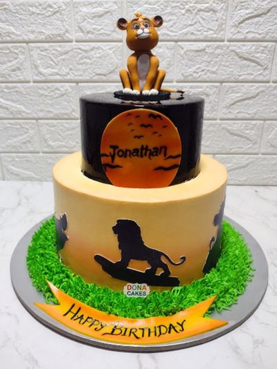 Simba Theme Tier Cake