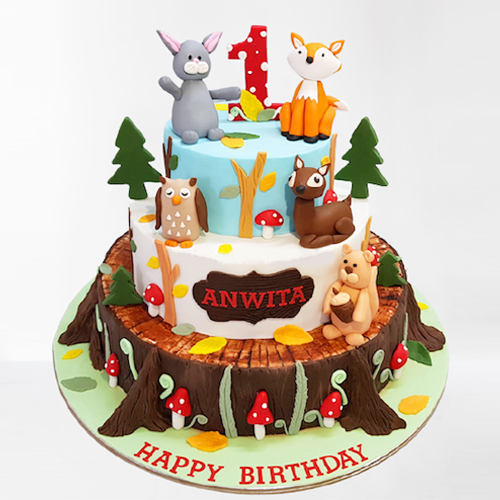 Animal Jungle Safari Theme Kids Birthday Party Cakes and Cupcakes - Mumbai